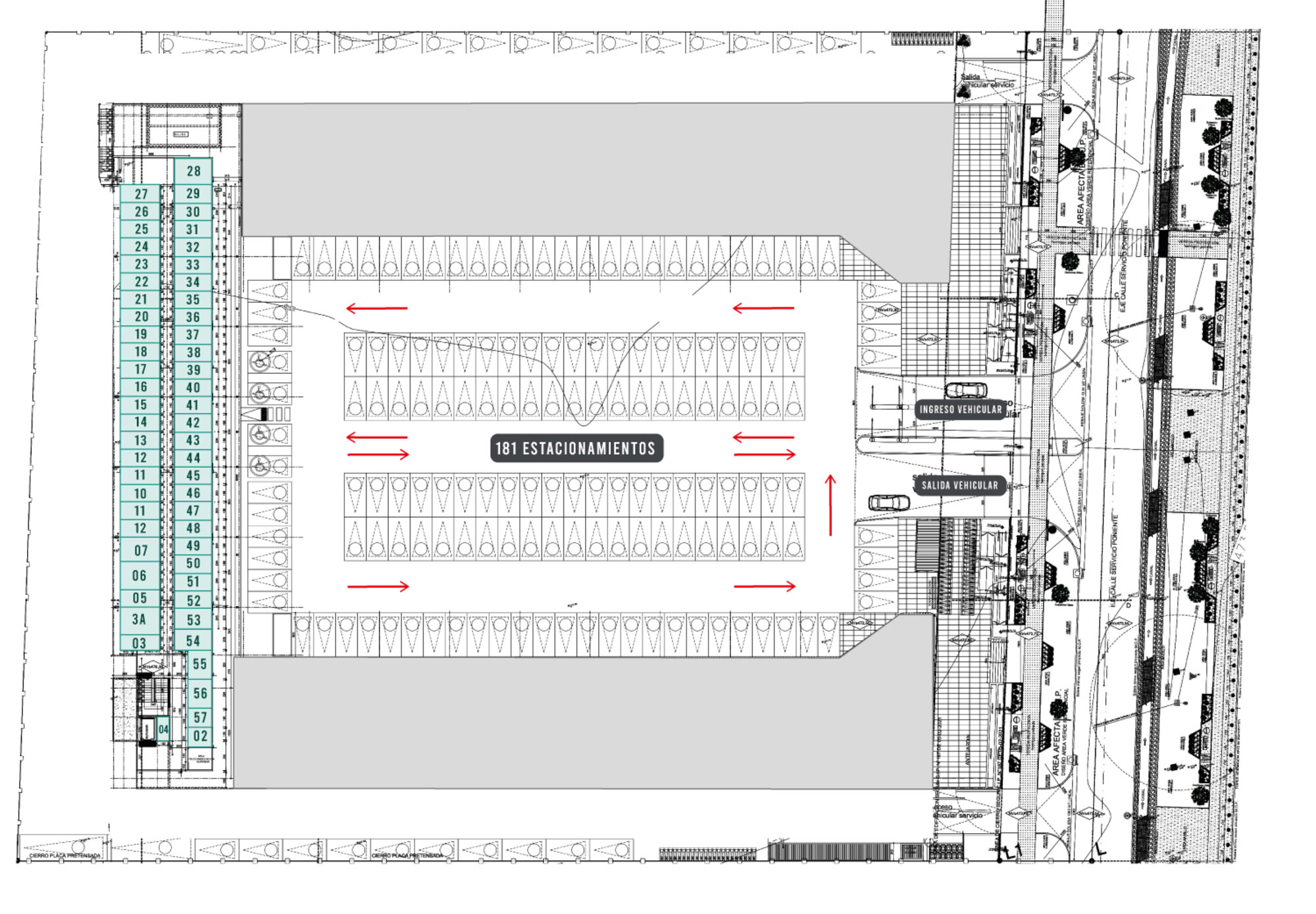Plano de planta del segundo piso de Portal Arenas con distribución de bodegas